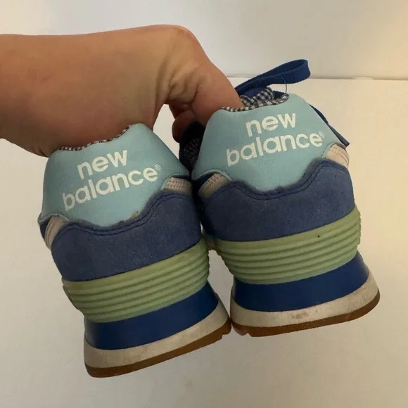 New Balance Blue and White Checkered Sneakers - Picture 6 of 8